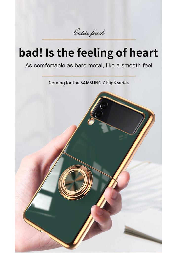 Samsung Z Flip7 Foldable Phone Case: Electroplated Magnetic Stand & Finger Ring Protective Cover