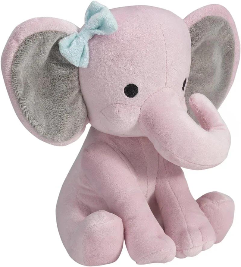 25cm Colorful Elephant Stuffed Plush Toys Kawaii Animals Soft Soother Sleeping Stuffed Pillow Doll Plushie for Baby Room Decorative Gifts