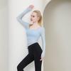 Womens Long Sleeve High-Elastic Quick-Dry Yoga Top With Built-in Mesh-Back Bra Support