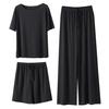 3 Teile/satz Frauen Sommer Pyjamas Set O Hals Kurzarm T-shirt Elastische Taille Shorts Breite Bein Falten Hosen Dame Loungewear Nachtwäsche Set Homewear Top
