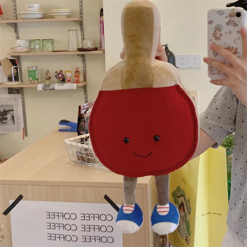 Creative Simulation Table Tennis Racket Pillow Plush Toy Puppet Doll