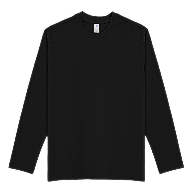 200g Combed Pure Cotton Crew Neck Long Sleeve Loose Plus Size White T-Shirt