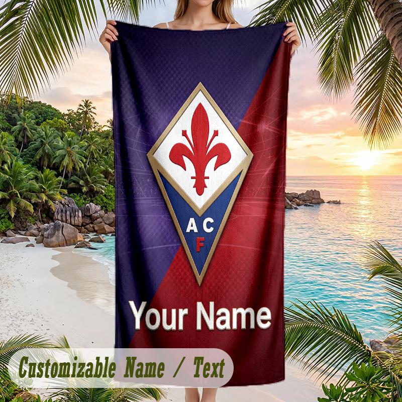 Beach Towel Fiorentina FC Print Custom Name Text Soft Towel for Swimming Pool