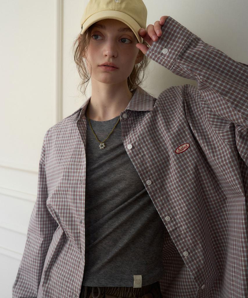 HAINT Aro Vintage Check Oversized Shirt 3Col_Beige