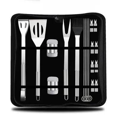 BBQ Tool Set, Portable Oxford Bag, Grilling Utensils, Stainless Steel Grill, Spatula Brush, Outdoor Barbecue Accessories