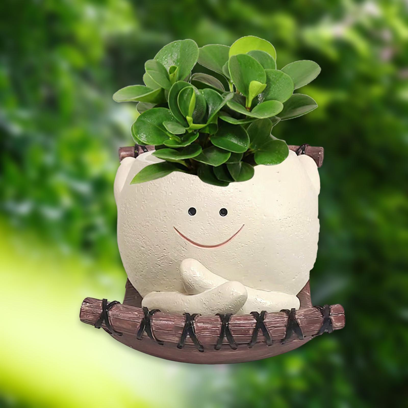 

Hanging Pot Container with Drainage Hole Cute Smile Face Swinging Chair Flower Pot for Outdoor Windowsill Home Shelf Farmhouse
