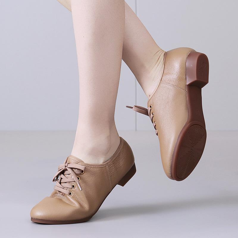 Neue 2cm Flache Sohle Tanzschuhe Echtes Schweinsleder für Ballettlehrer Square Dance Klassisches Üben Sneaker