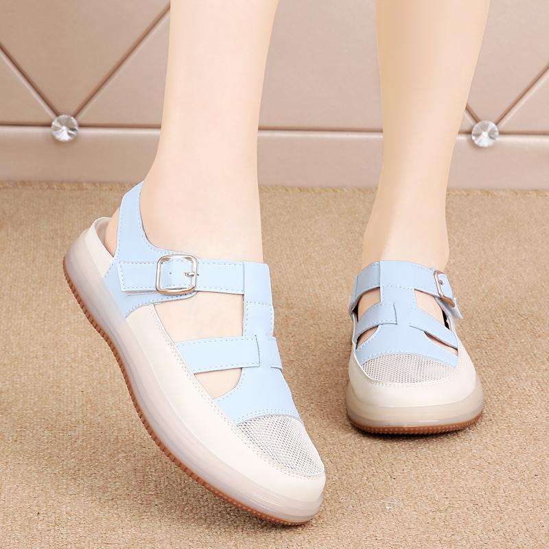 Sommer Damen Römersandalen Strandschuhe Lässige Zehenbedeckte Wandersandalen für Mädchen Übergröße