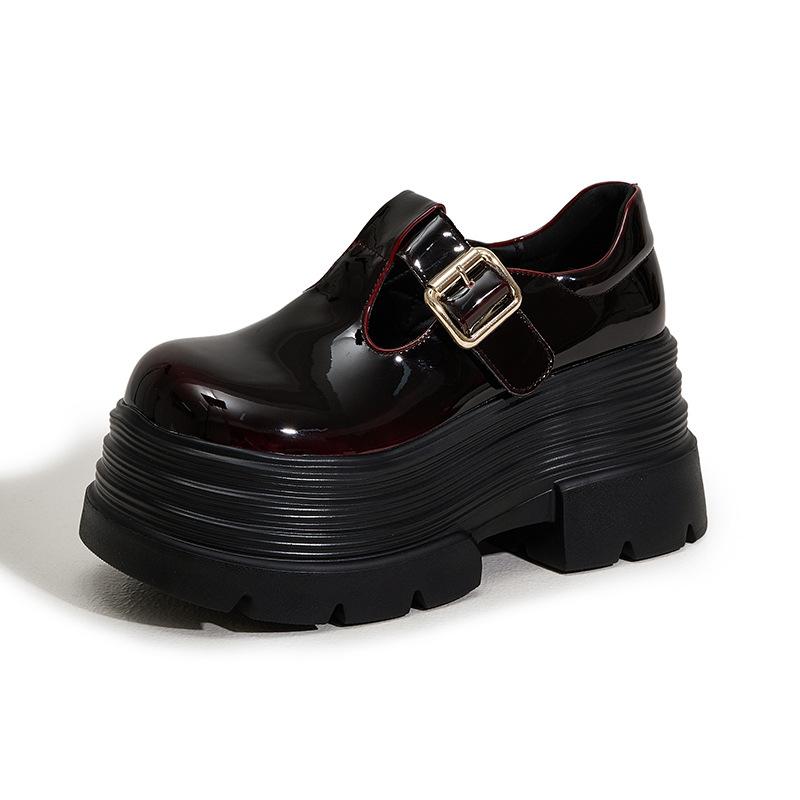 Platform Loafers Women's 2025 Spring and Summer New Fashionable Versatile Muffin Single Shoes British Style Big Head Inner Height-increasing Women