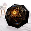 1pc Golden Mandala Auto-Fold Umbrella with One-Touch Open/Close - 8 Reinforced Ribs for Windproof Stability,  Yy251118136