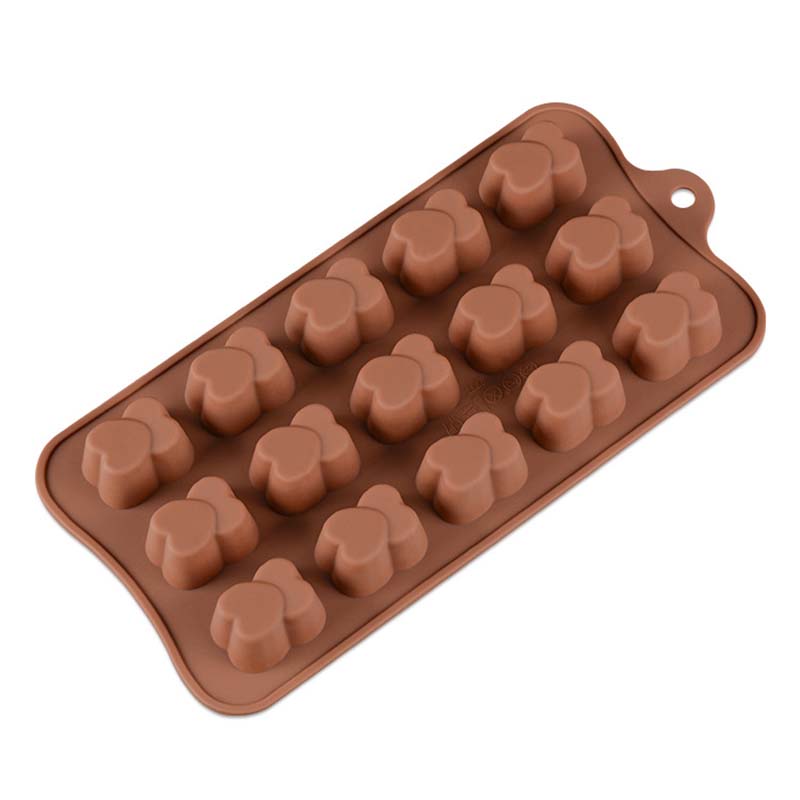 

WTEMPO 1 шт., 15 полостей, двойное сердце, четырехсторонний пищевой силикон, мини-торт, пудинг, десерт, шоколадная форма, креативная форма для ручной выпечки «сделай сам» 21.5*10.4*2cm кофейный