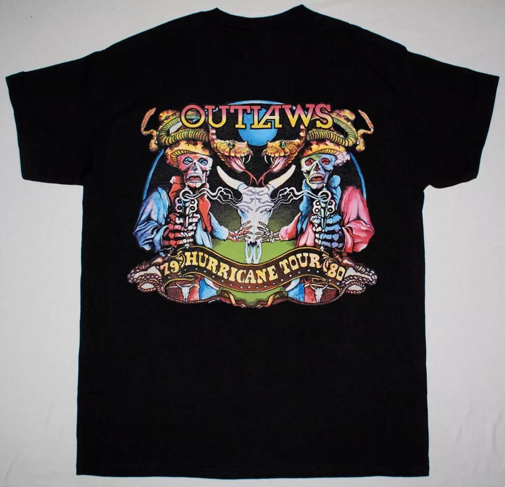 The Outlaws Band Hurricane Tour 80 Unisex Black Cotton  FUll Size S-5XL Unisex T-Shirt M