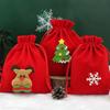 3Pcs Printed Drawstring Candy Bags Christmas Gift Bags for Party Holiday Jewelry Fruits Candies Premium Sturdy
