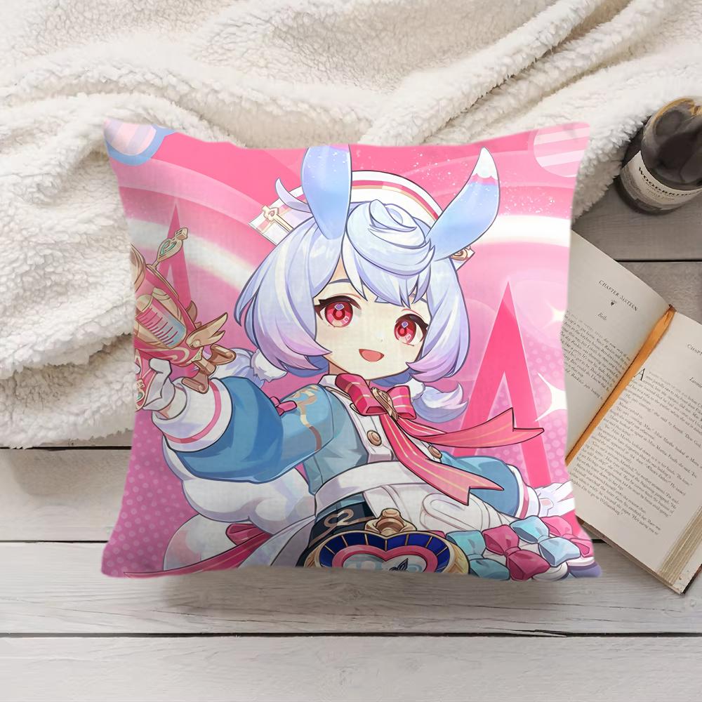 Sigewinne Genshin Impact Cushion Cover Silky Short Plush Invisible Zipper Dustproof Sofa Pillow Case For Home Decor