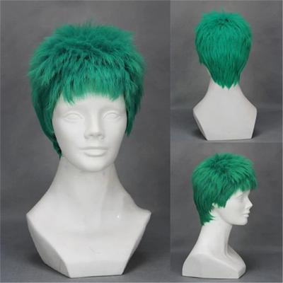 Roronoa Zoro Cosplay Peruk Anime Kort Grön Fluffig Värmebeständig Syntetiskt Hår Pelucas Peruker + Peruknät