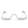 Brille ohne Gläser, Halbrahmen ohne Flachspiegel, Diamant-Dekor-Strass-Brillenfassung, weiblicher Trend