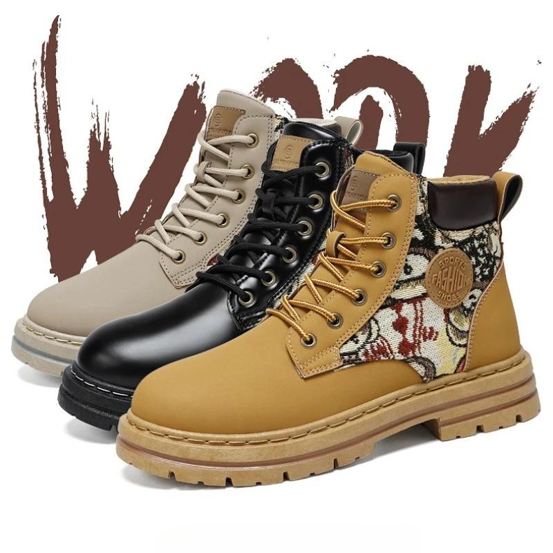 Mens Boots Fashion Motorcycle Boots Fashion Casual High Top Booties High Quality Leather Ankle Boots for Men Platform Boot Botas