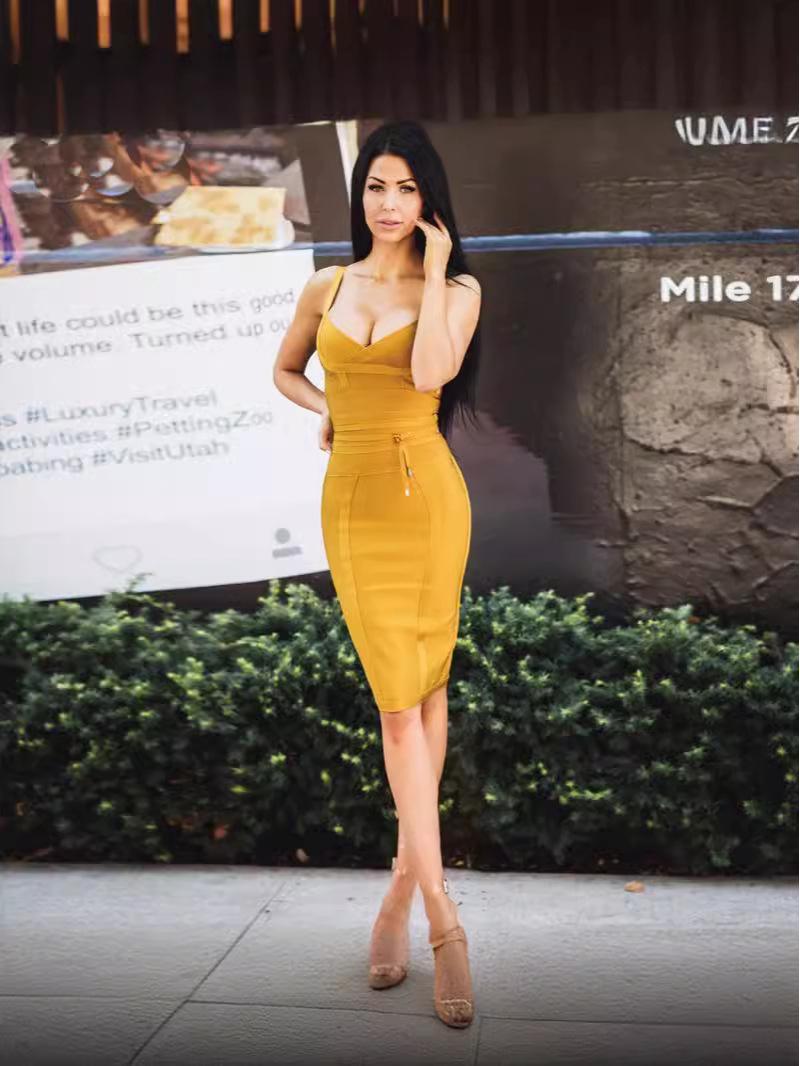 

Летнее сексуальное платье-майка с облегающим бедра подолом – Европейский и американский стиль, женская мода Extra Small жёлтый/имбирный