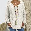 Women Fashion Loose Large Size Solid Color Hood Long Sleeves Sweater Tops