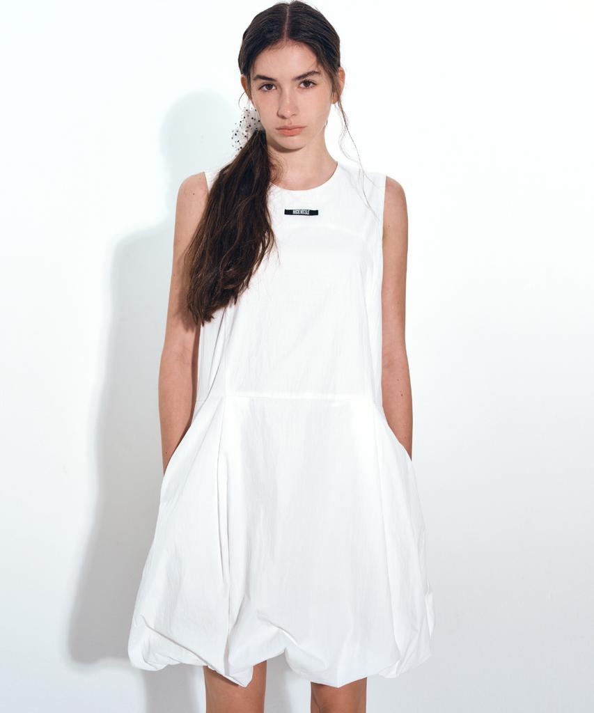Nigaennikol Mini Ballon Sleeveless Dress_White