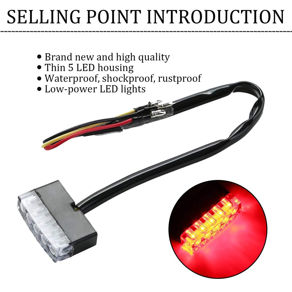 5W Motorcycle Scooter ATV Bike Red Rear Tail 12V Mini 5 LED Universal Low Consumption Stop Brake Light Lamp