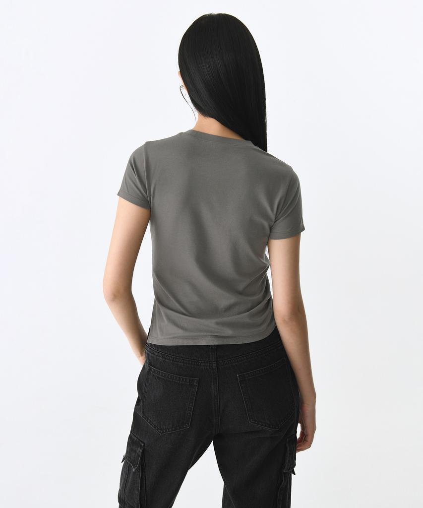 MUSINSA STANDARD WOMAN Women'S Tencel Side Luchid T-Shirt [Khaki Gray]