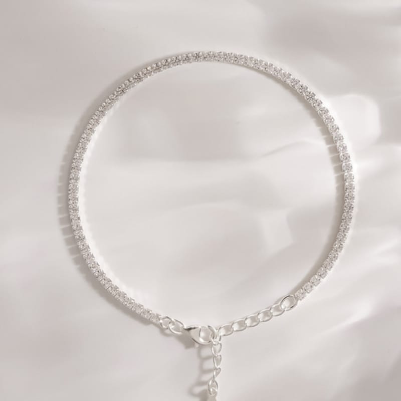 JEWNEL Silver925 Cubic Classic Tennis Daily Point Silver Bracelet