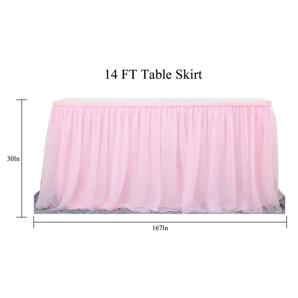 6/9/14Ft Tulle Table Skirt Rectangular Table Decoration Gauze Cloth Cover For Wedding Party
