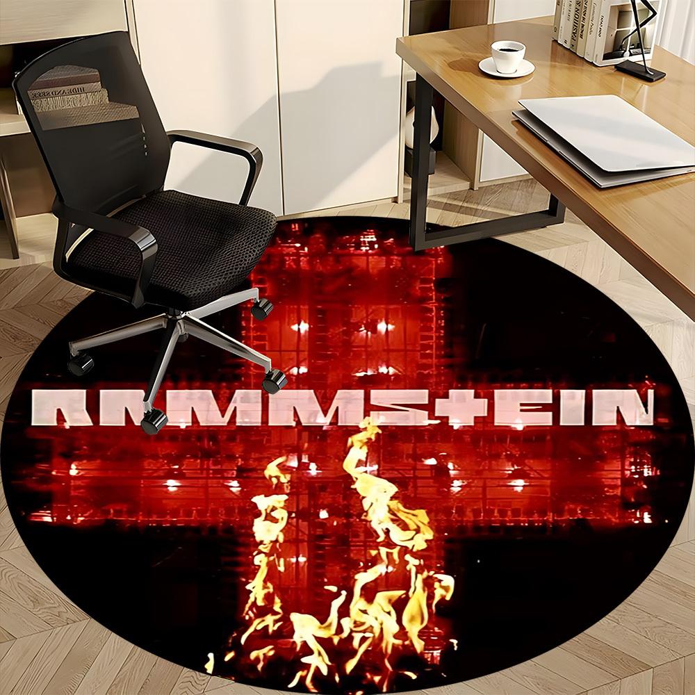 1 Stück RAMMSTEIN Büro Runder Teppich - Perfekt für Büro- oder Arbeitszimmerdekoration, Maschinenwaschbar, Rutschfeste Rückseite, Dekorativer Bodenläufer