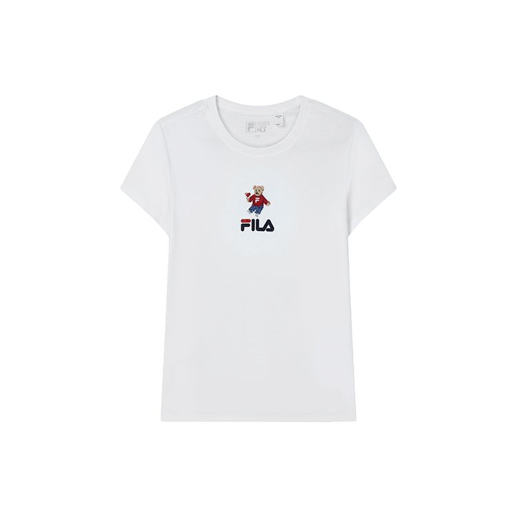 

FILA Logo Print Sports Casual Breathable T-Shirt Women Tops White F51W218152FWT