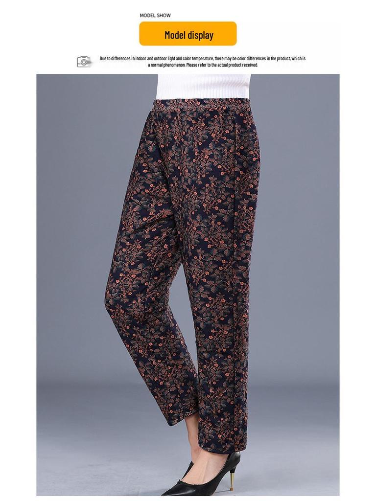 Women’s Plus Size High-Waist Fleece-Lined Cotton Pants for Winter