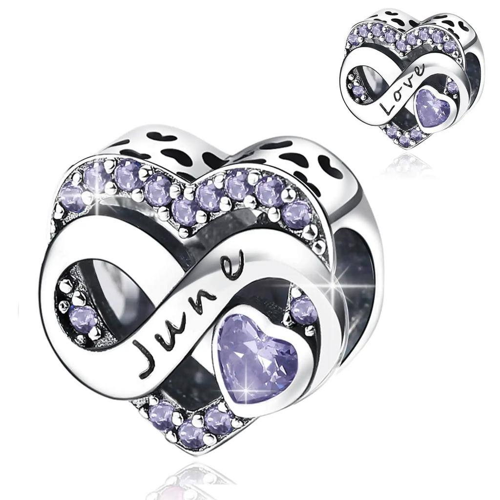 Copper 1-12 Month Love Series Birthday Charms Bead Fit Original Bracelet For Women Diy Bead For Matching Jewelry Making Gift