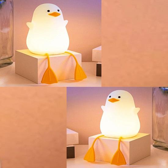 Lampa Sedící kachna z měkkého silikonu, Noční lampička do pokoje