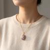 Openable Photo Locket Pendant Necklace Inlaid Rhinestones Glazed Flower Choker Women