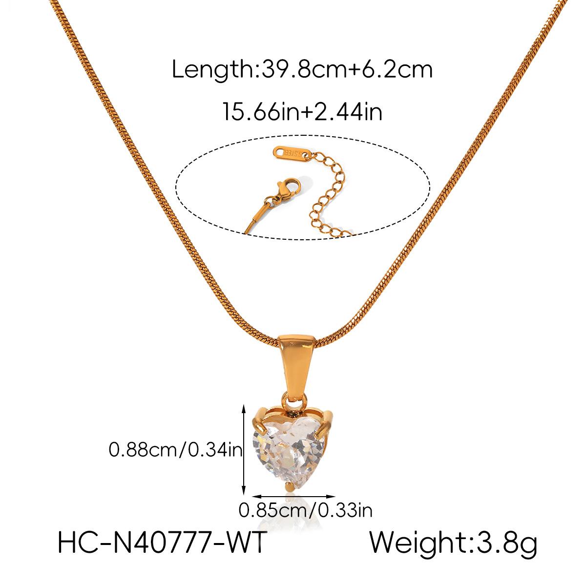 

Heart Zircon Necklace for Women, Ins Style High-end Clavicle Chain, 18K Gold, Non-fading, Daily Versatile Jewelry белый