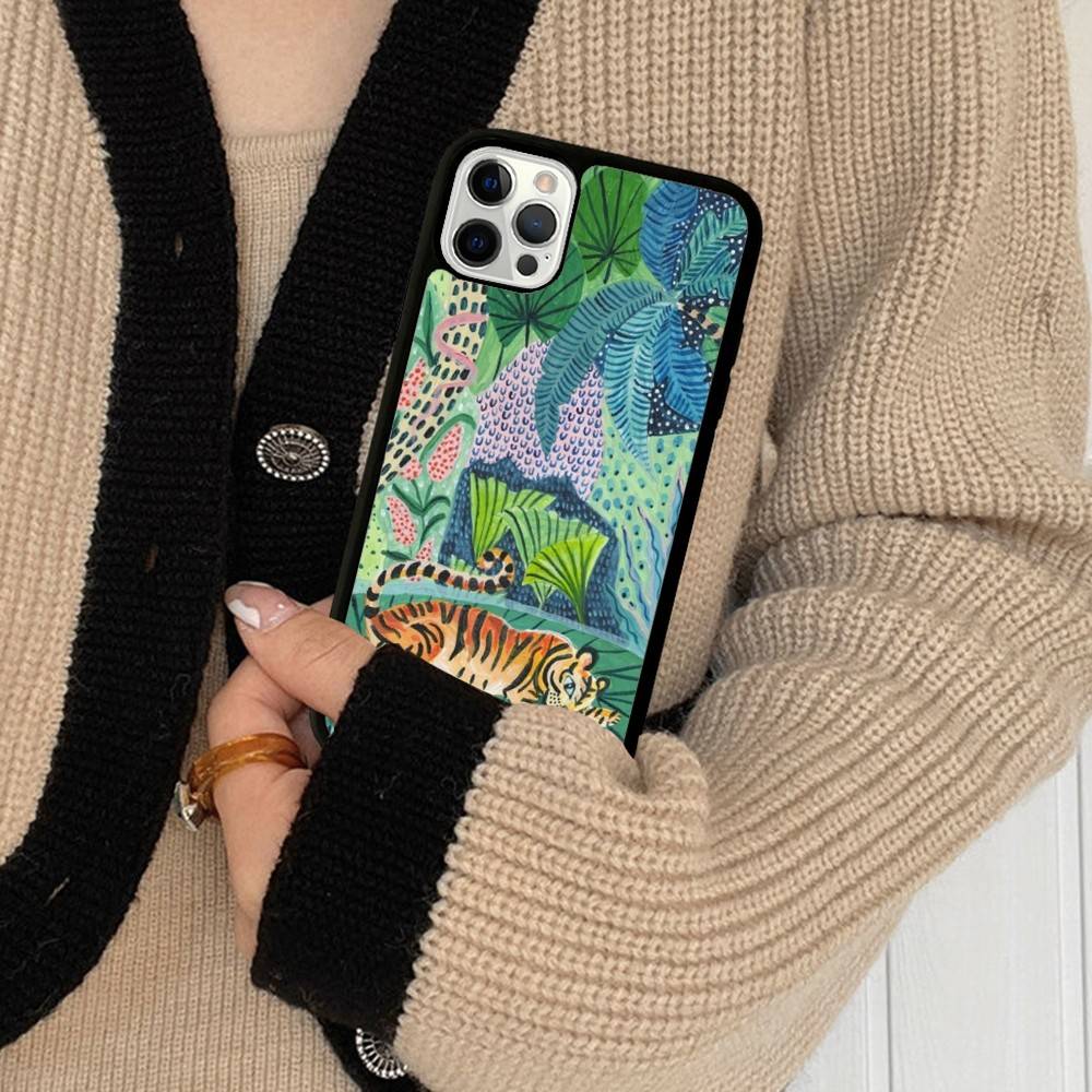 Jungle Art Illustration Snake Cats Sloth Phone Case For IPhone 17 16 15 14 13 12 11 Pro Max Plus MiNi 17Air PC+TPU Armor Cover