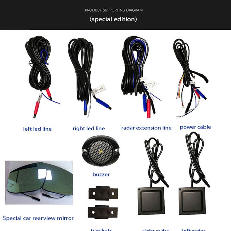 BSD Car Alarm System Sensor Blind Spot Detection Side Mirror 24ghz Microwave Radar Warning Security