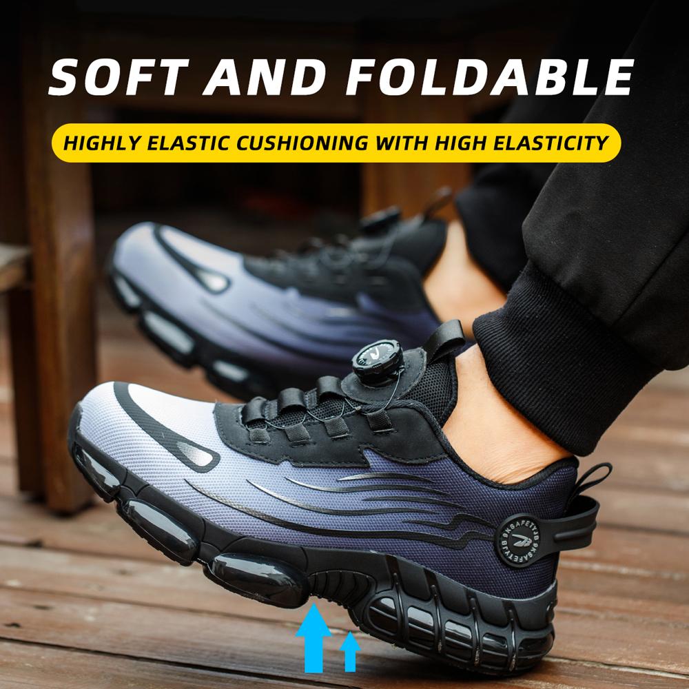 Rotating Button Work Safety Shoes For Men Boots Steel Toe Shoes Work Sneakers Indestructible Shoes Security Boots Male