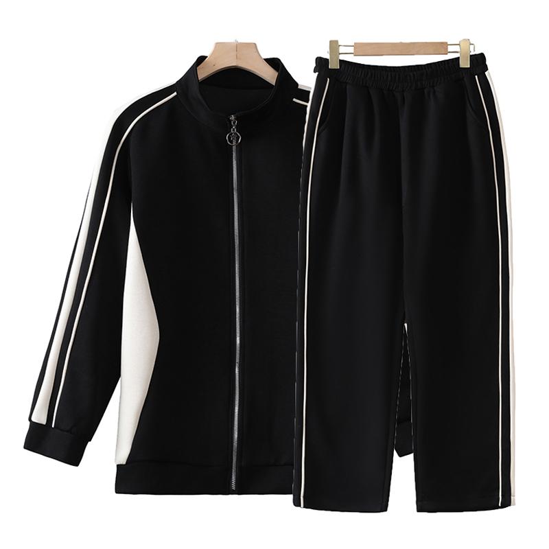 Elegantní nadměrné soupravy pro ženy Vintage oblečení Jaro Podzim Nadměrná dámská dvoudílná souprava