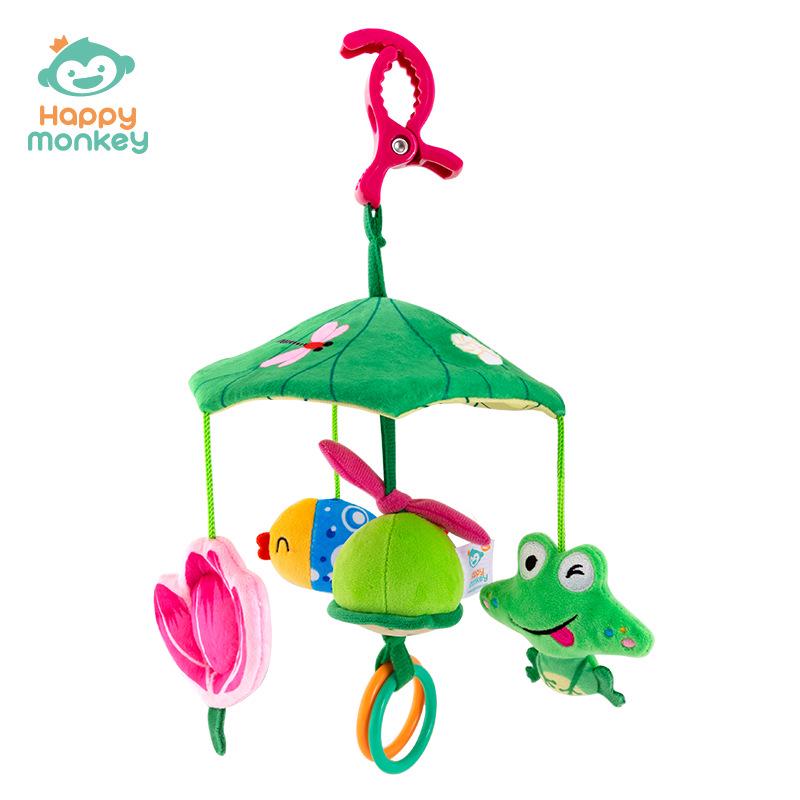 Happy Monkey Stroller Pendant: Wind Chime Lullaby Toy for Newborn Crib & Umbrella