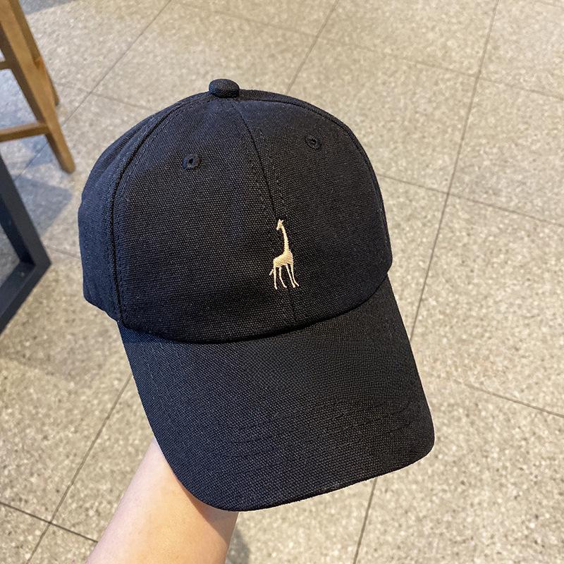 Retro Giraffe Embroidered Baseball Cap for Women  Trendy Korean Couple Academy Style Soft Top Baseball Cap for Men