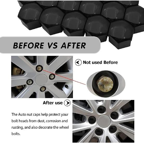 20PCS Lug Nut Covers, 17mm Hexagonal Nut Covers with Removal Tool, Car Wheel Nut Caps, Wheel Center Bolt Caps, Universal for Most Car Lug Nut Caps,