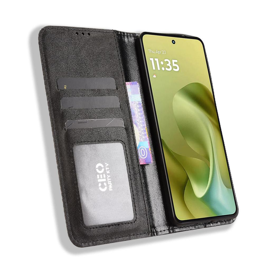 For Motorola Moto G86 Power 5G Leather Case Wallet Stand Retro Texture Phone Cover