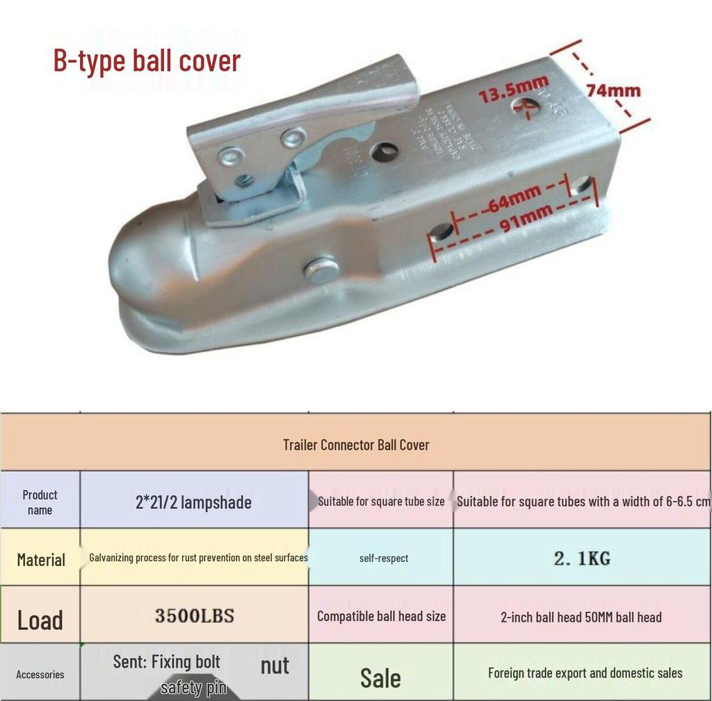 Anti-Detachment Wear-Resistant Cast Steel Trailer Tow Ball Cover for RVs & Boats