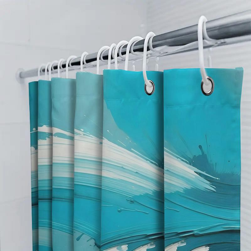 Modern Watercolor Blue And White Shower Curtain Bathroom Decor Waterproof Printed Plastic Rod Pocket Shower Curtains For Home Ba