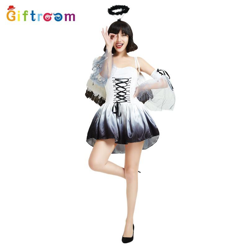 Carnival Festival Party Show Costume White Angel Witch RPG Uniform Temptation