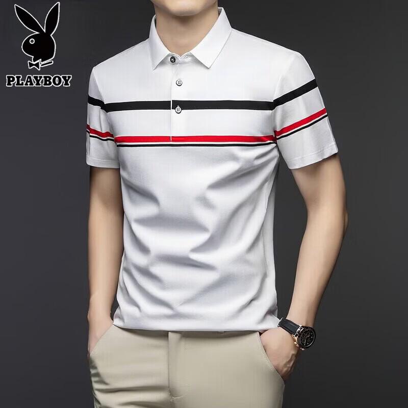 PLAYBOY Men s 2026 Summer Striped Polo Shirt XL