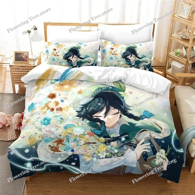 Anime Genshin Impact Paimon Bedding Set Duvet Cover Bedroom Comforter Covers Single Twin King Size Quilt Cover Home Textile