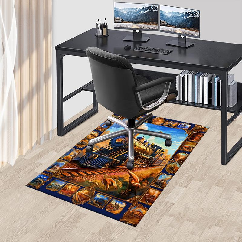1PC Train Railway Non-Slip Floor carpet, Office, family, bedroom, Studio - Large Area Rug, Vibrant Colors-C0482