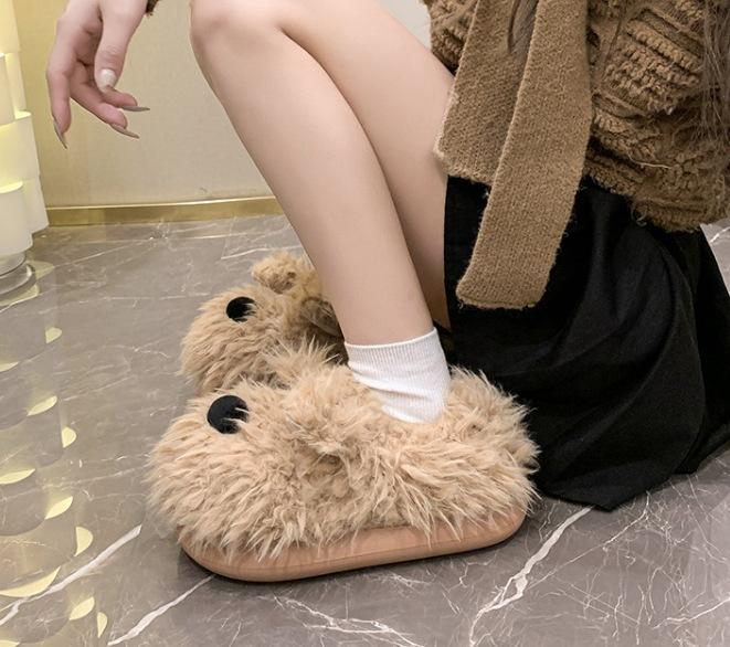 Cute cotton slippers women's winter home indoor thick-soled slippers women's winter home couple warm cotton drag autumn and winter